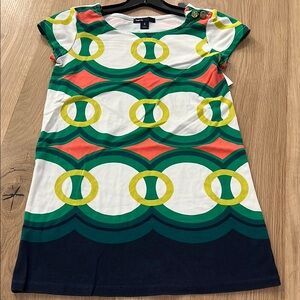 GAP Kids Dress with Green, Yellow, and Coral Patterns